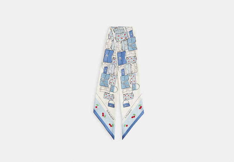 Tabby Cherry Print Silk Wide Skinny Scarf