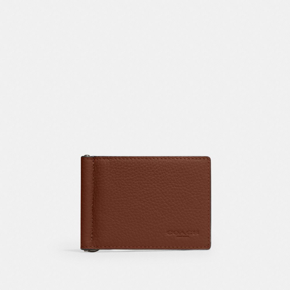 Coach Slim Money Clip Billfold Wallet Gunmetal Sable