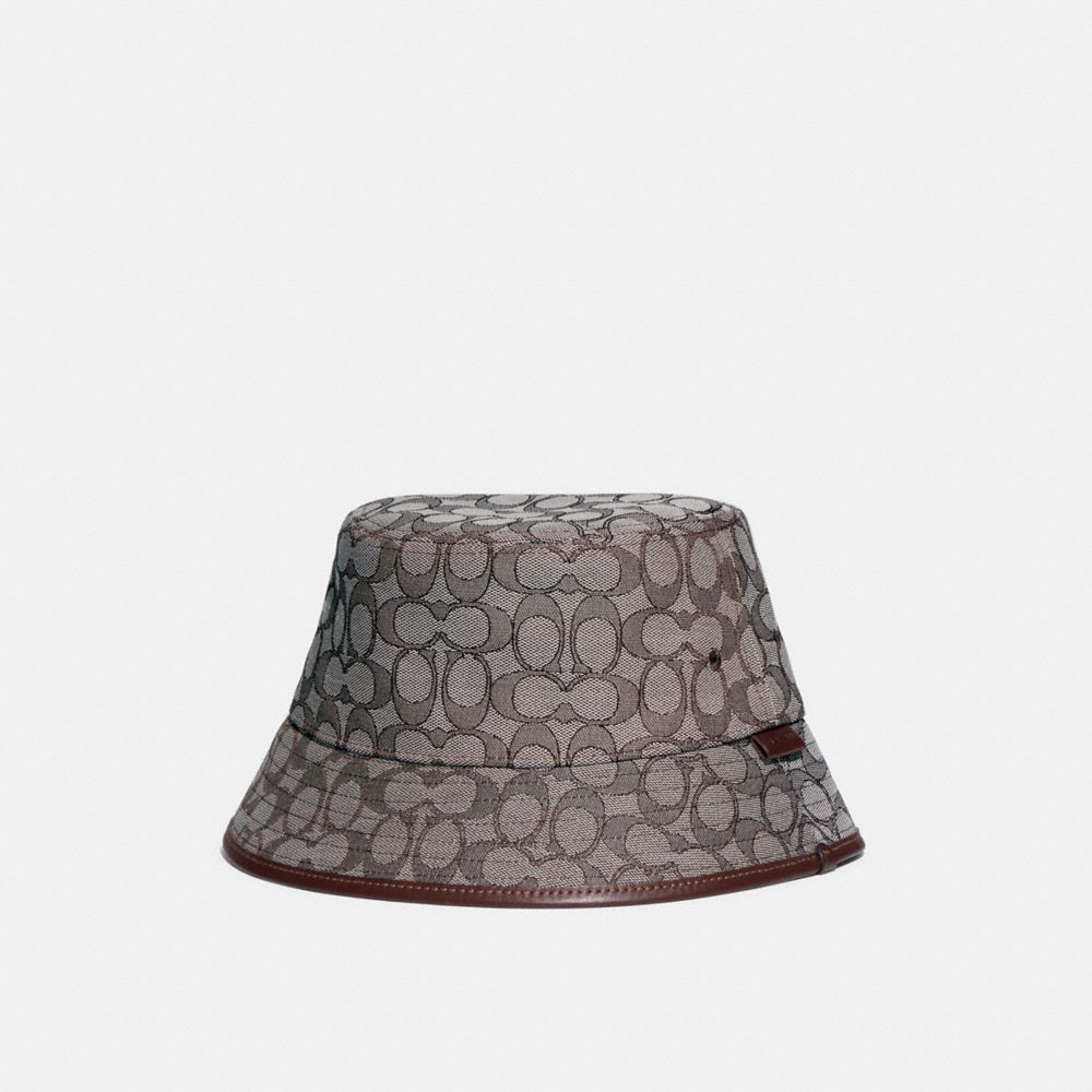 Coach Signature Jacquard Bucket Hat Oak