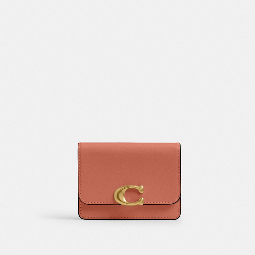 Coach Bandit Card Case Brass Dark Peach