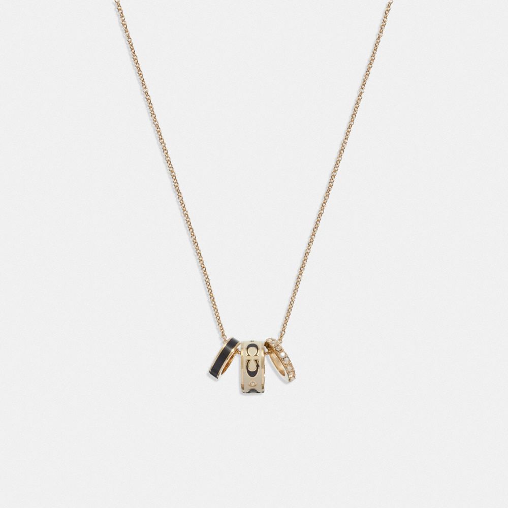 Coach Signature Enamel Rondell Necklace Gold White