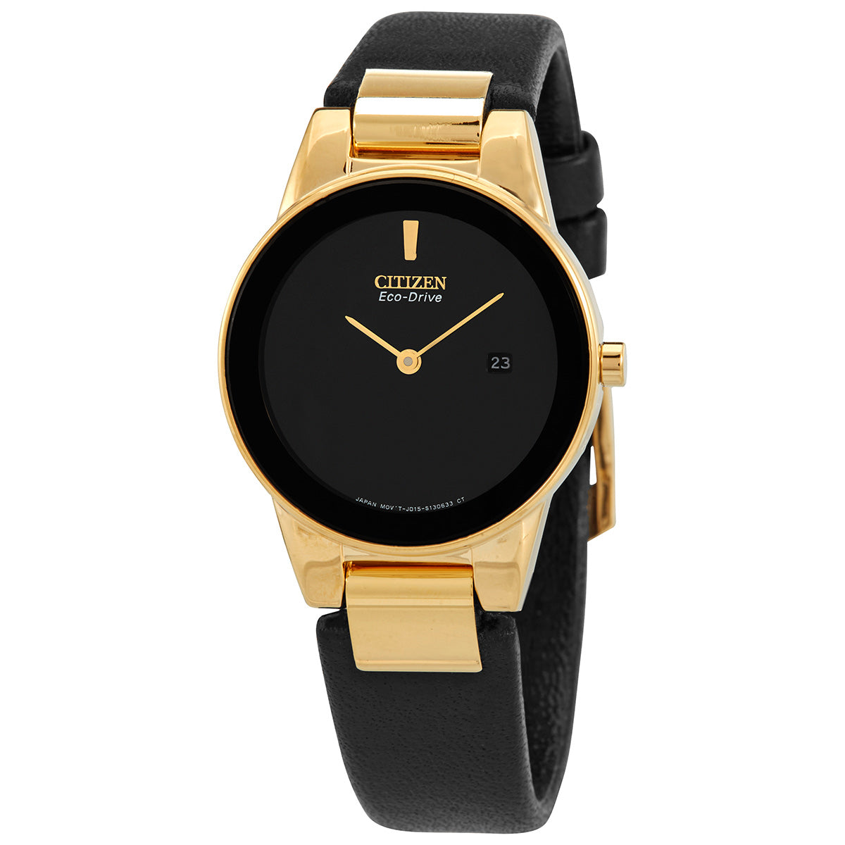 Citizen Eco-Drive Black Dial Black Leather Women's Watch