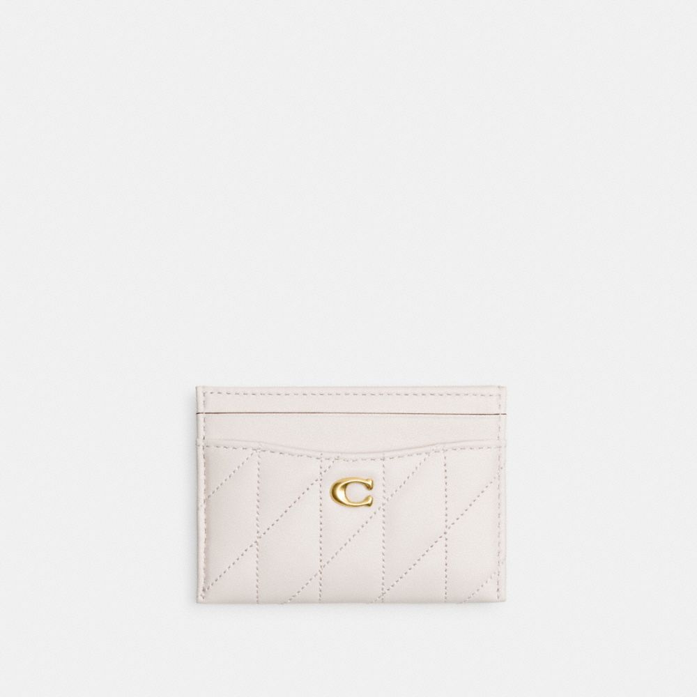 Coach Essential Card Case With Pillow Quilting Brass Chalk
