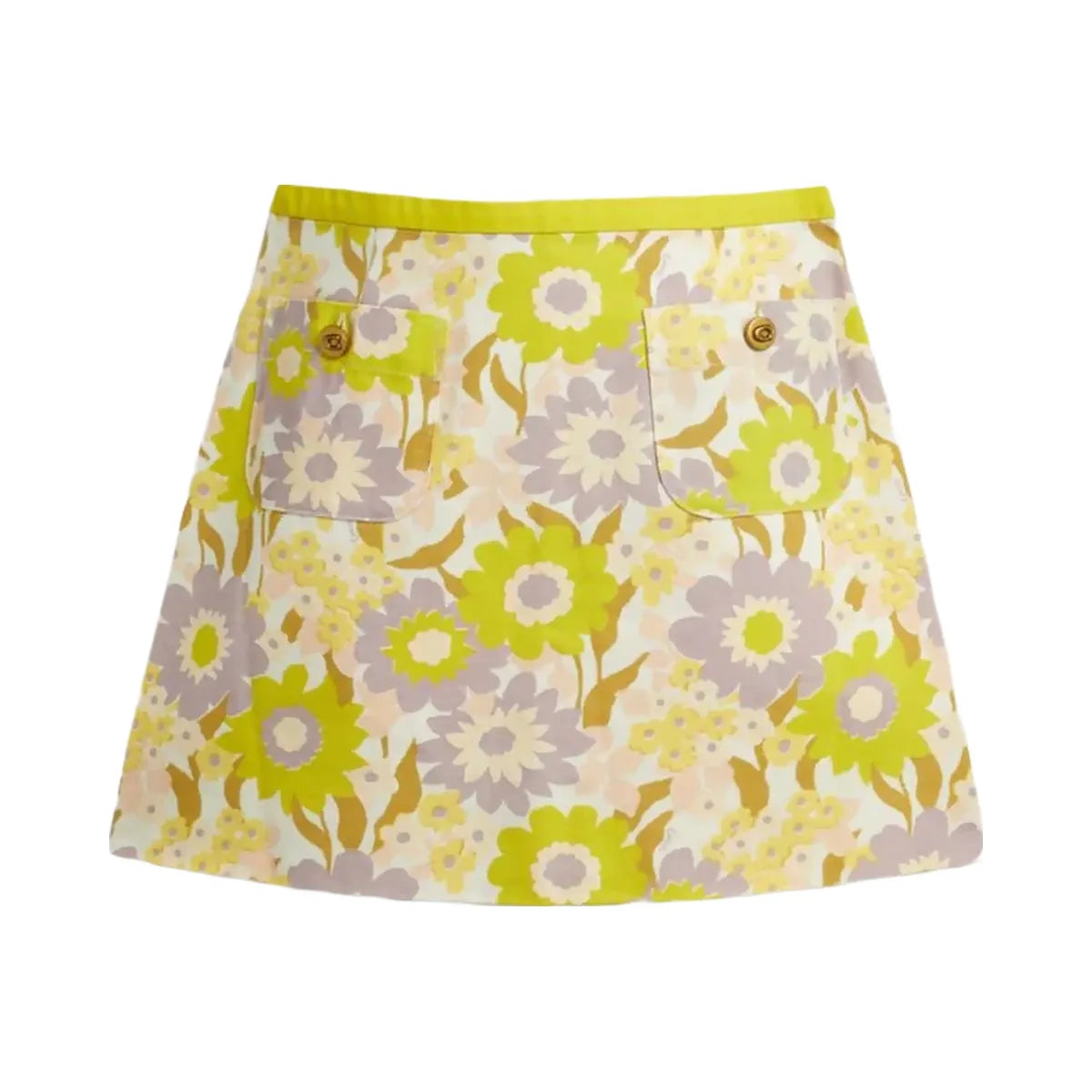Coach Cotton Canvas Mini Skirt In Regenerative Cotton Yellow Floral