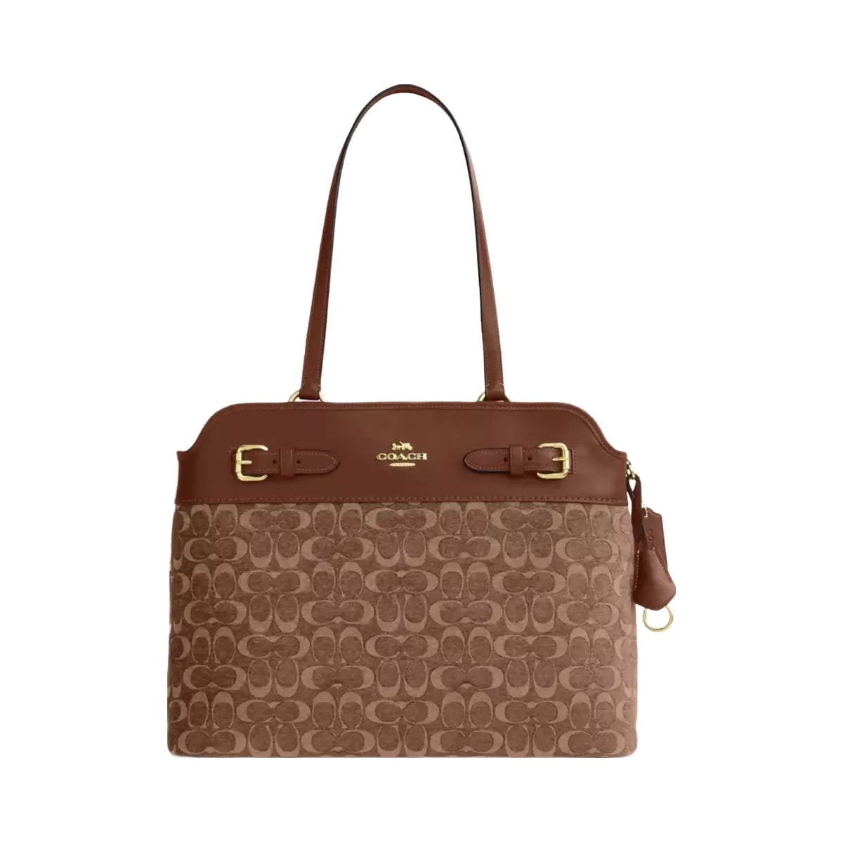 Coach Easton Tote Bag In Signature Chenille in Gold Light Khaki Vintage Brown