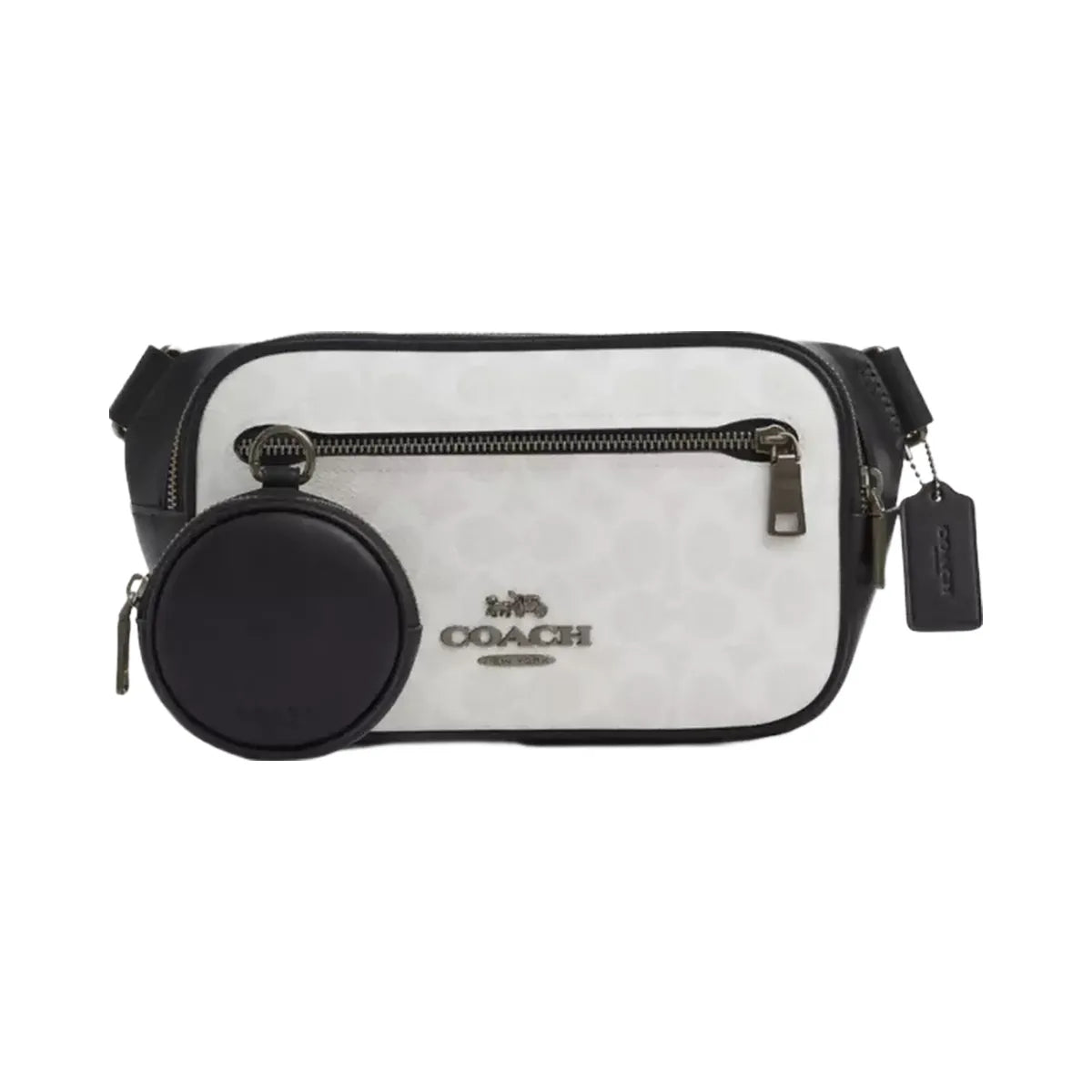 Coach Elias Belt Bag In Signature Canvas in Gunmetal Chalk Black