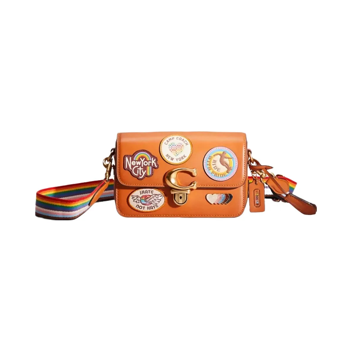 Coach Restored Studio Shoulder Bag 19 With Patches in Brass Hazelnut Multi