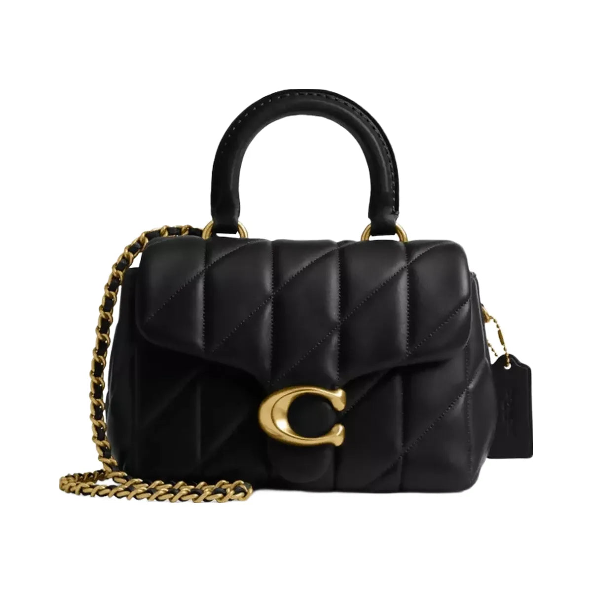 Coach Tabby Top Handle Bag With Quilting in Brass Black