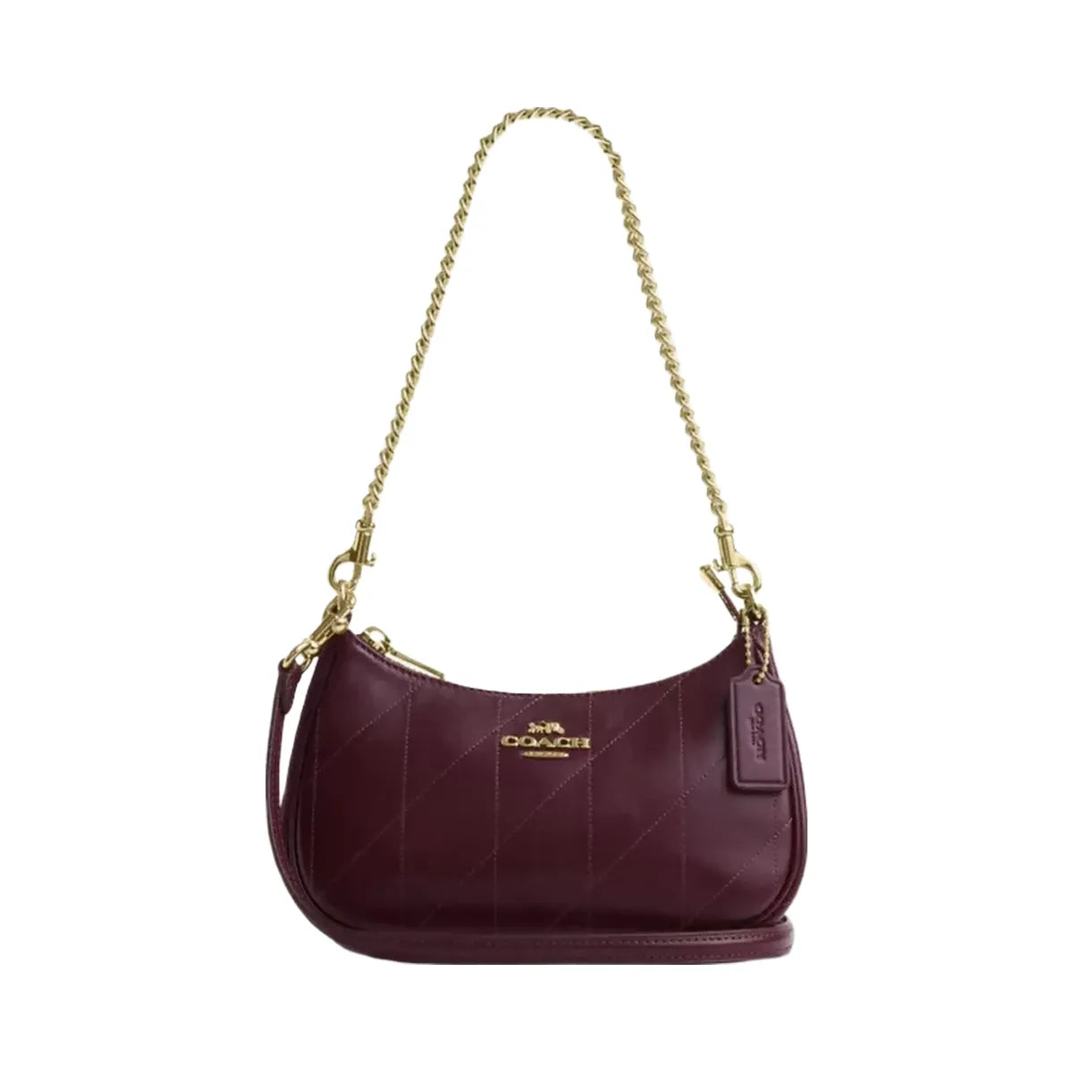 Coach Teri Mini Crossbody Bag With Quilting in Gold Dark Wine
