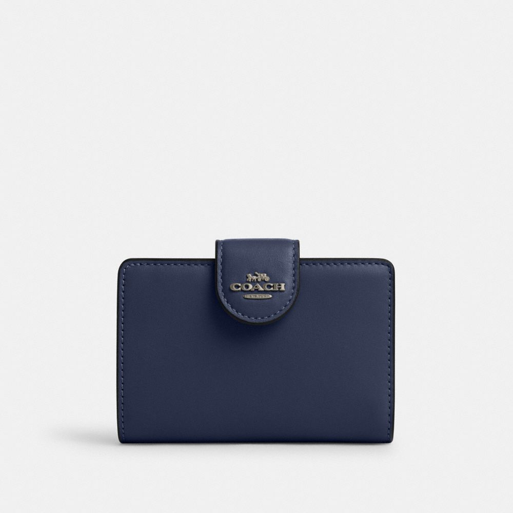 Coach Medium Corner Zip Wallet Black Antique Nickel True Navy