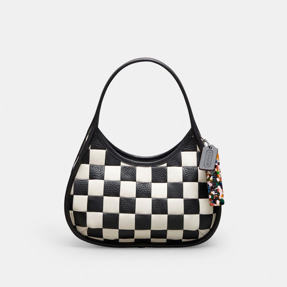 Coach Ergo Bag In Checkerboard Upcrafted Leather Black Chalk