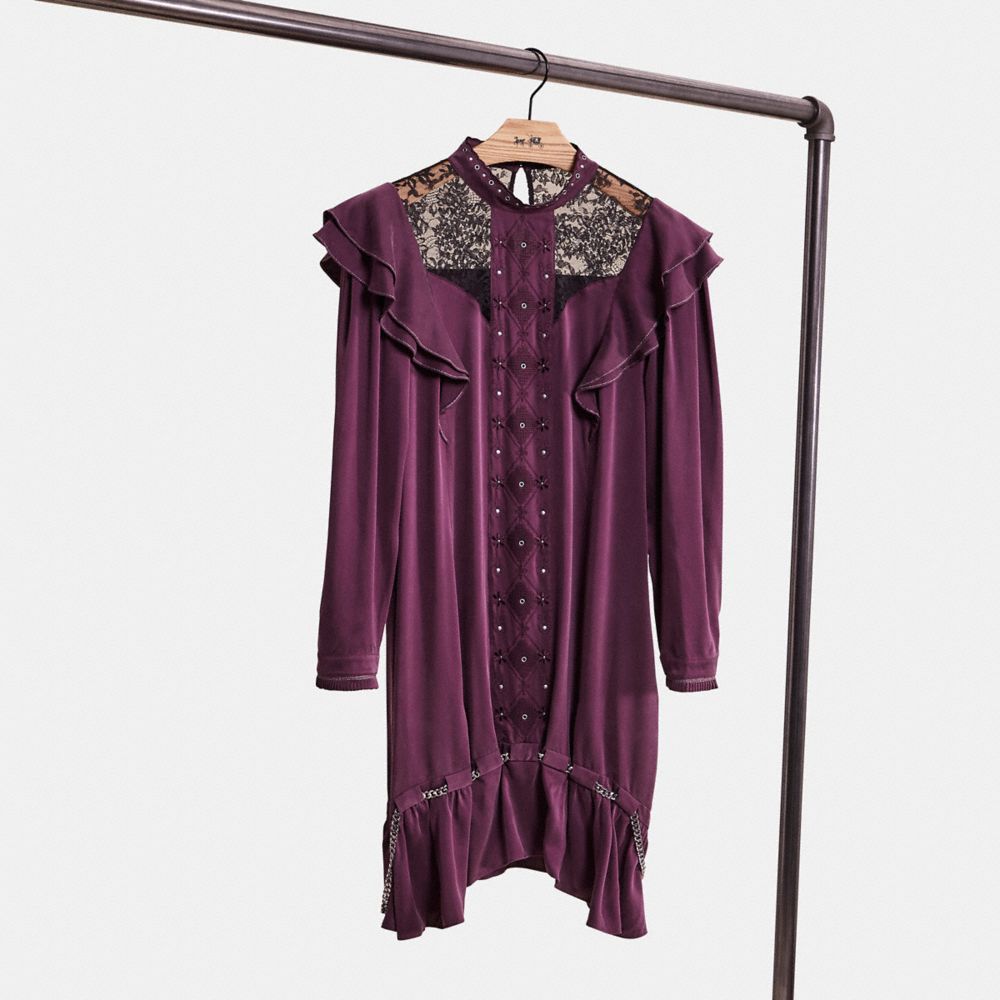 Restored Long Sleeve Dress With Ruffle Trim