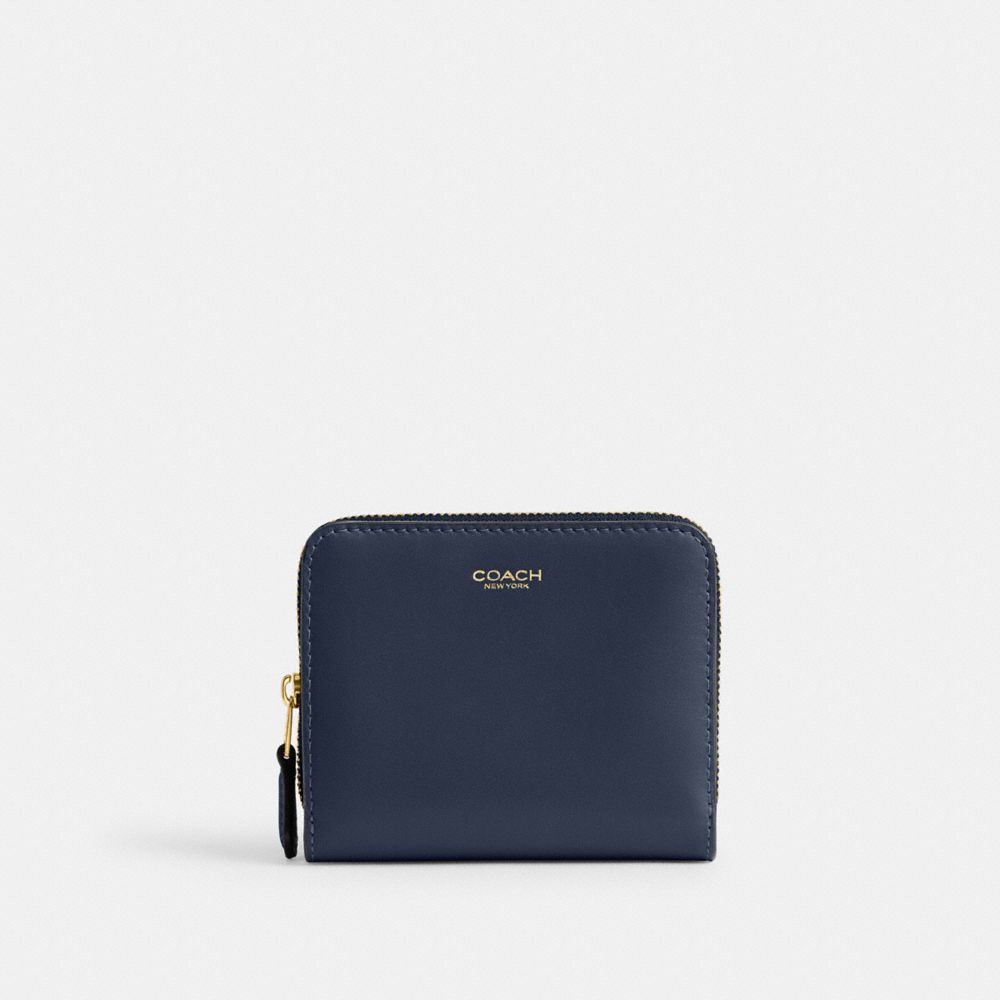 Coach New York Billfold Wallet Brass Navy