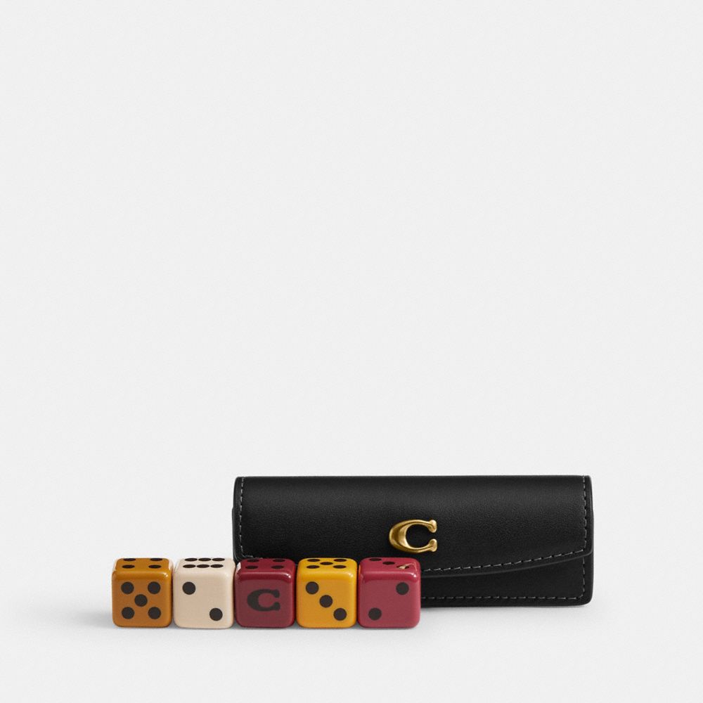Coach Dice Set Brass Black