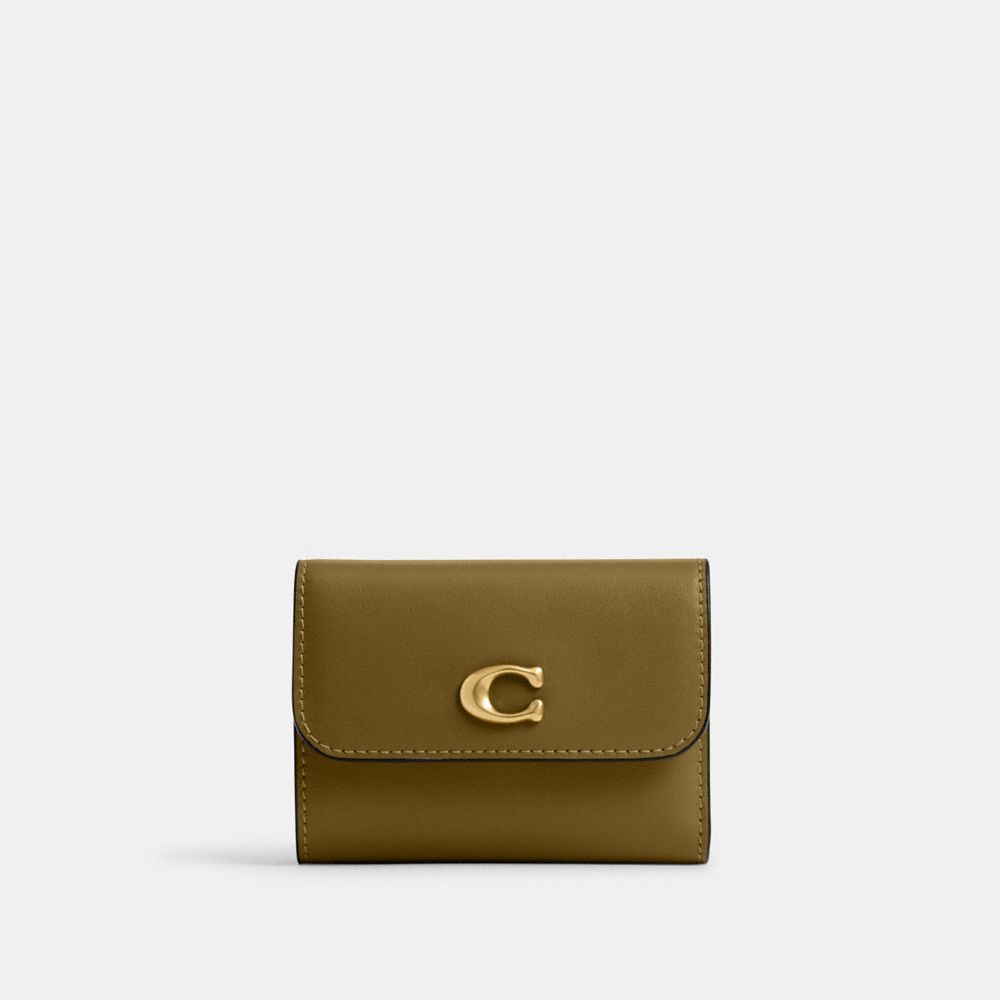 Coach Essential Card Holder Wallet Brass Muted Olive