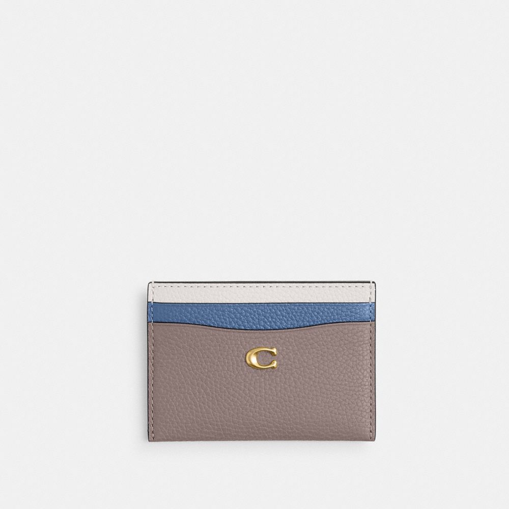 Coach Essential Card Case In Colorblock Brass Ash Multi