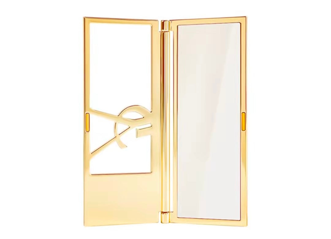 Ysl Saint Laurent Haute Couture Gold Portable Makeup Mirror, Makeup Tool Folding Mirror