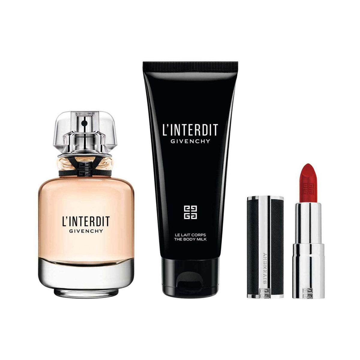 Givenchy L'Interdit Gift Set (Eau De Parfum 50ml + Body Lotion 75ml + Le Rouge Interdit 333) - Givenchy