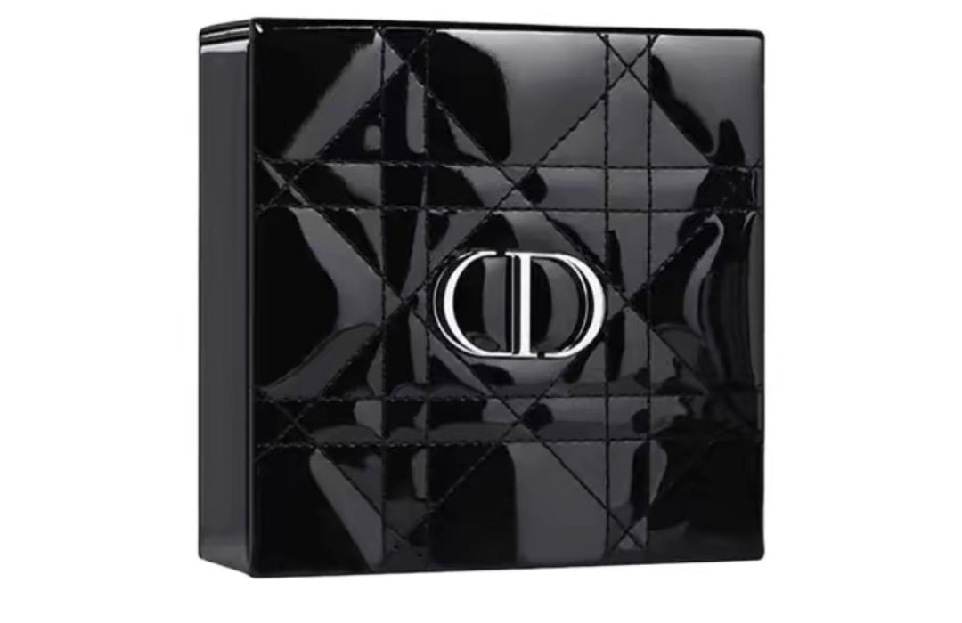 DIOR Black Enamel Makeup Tool Case with Mirror, Portable 1-Piece Set