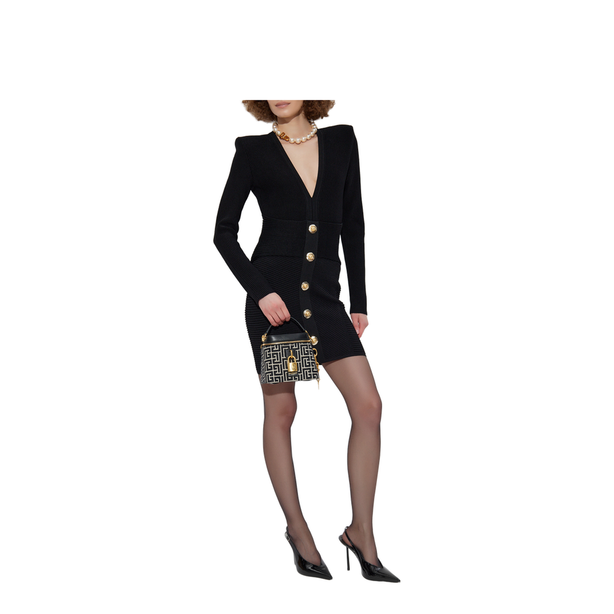 Short Ribbed Knit Bodycon Dress Black