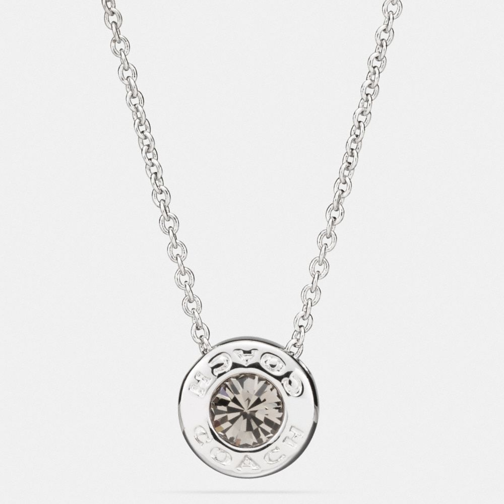 Coach Open Circle Stone Necklace Silver