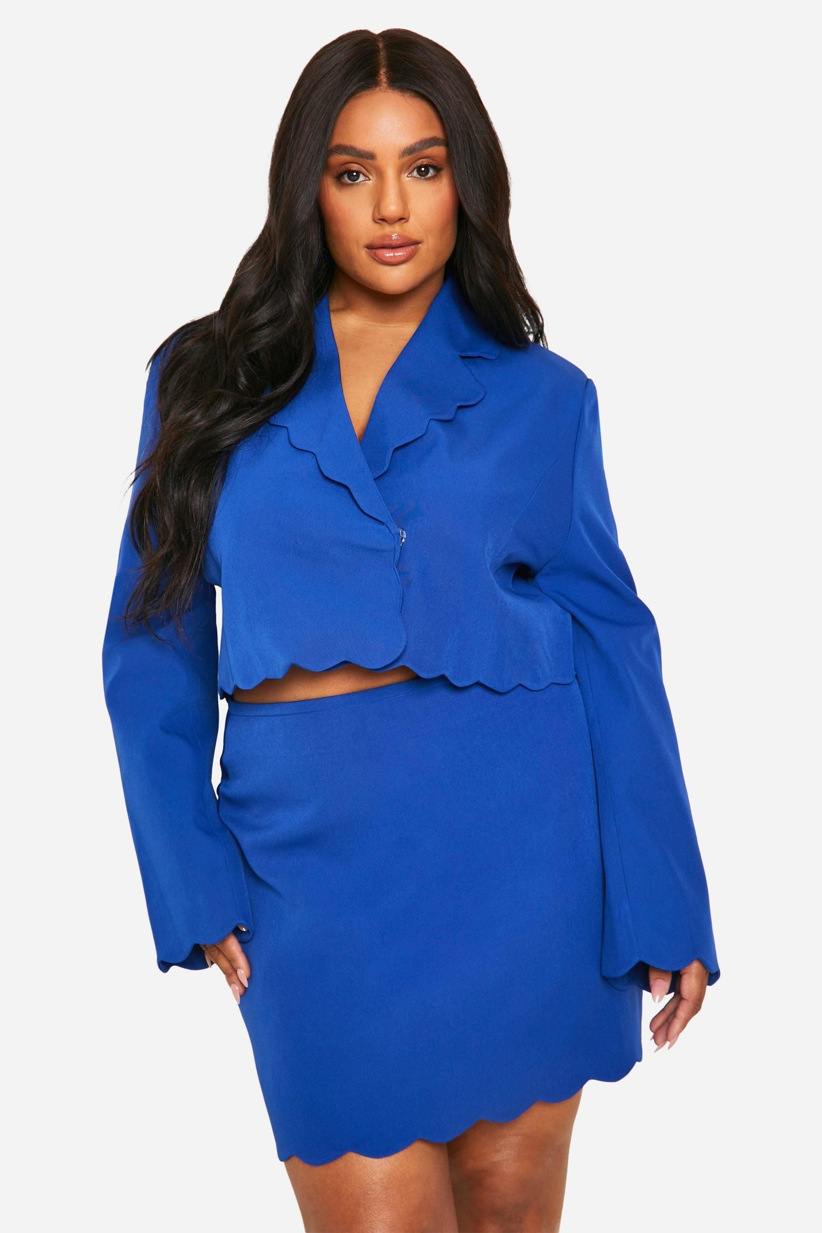 Plus Scallop Mini Skirt