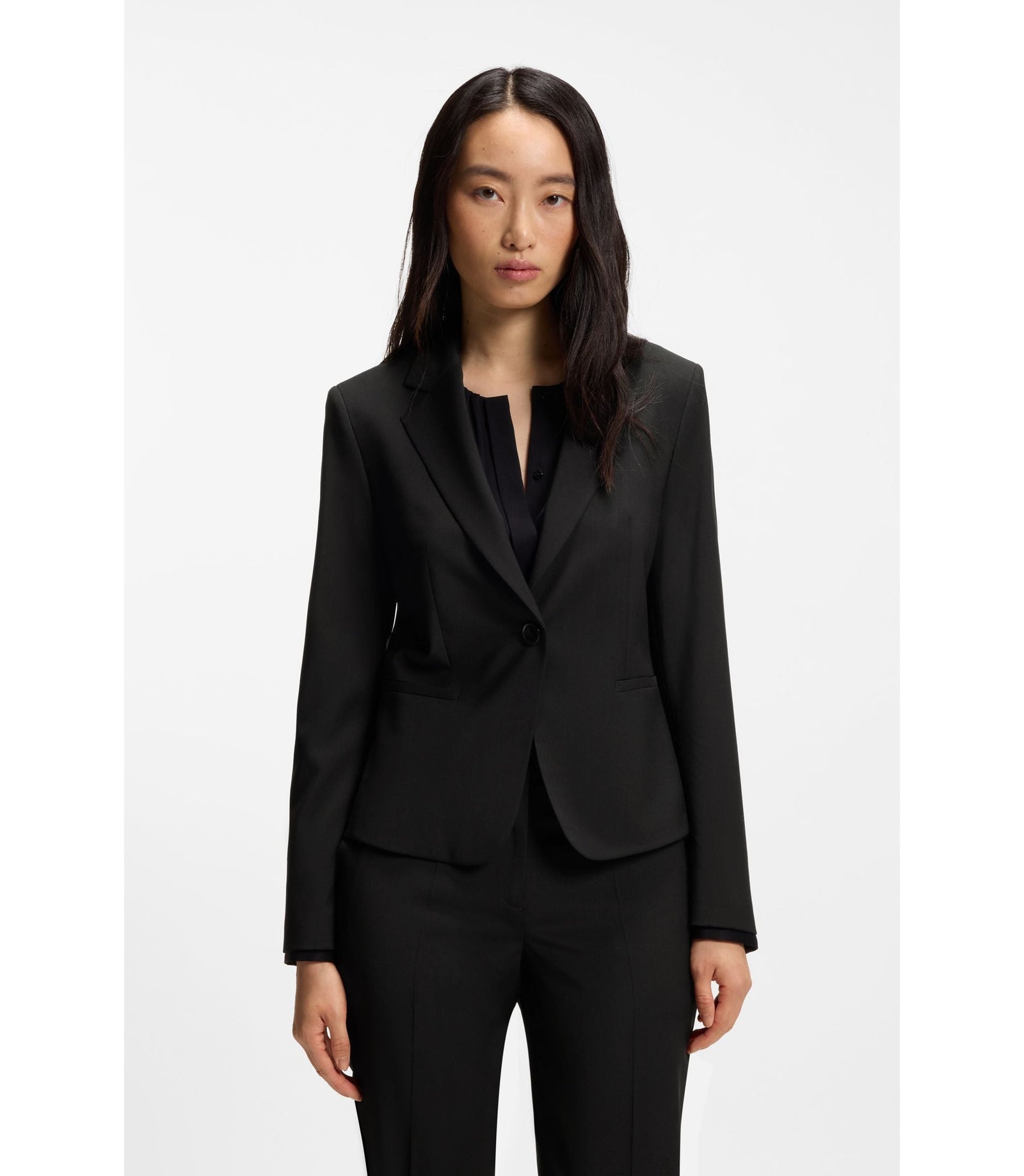 Boss Regular Fit Blazer In Italian Made Virgin Wool Black Women's