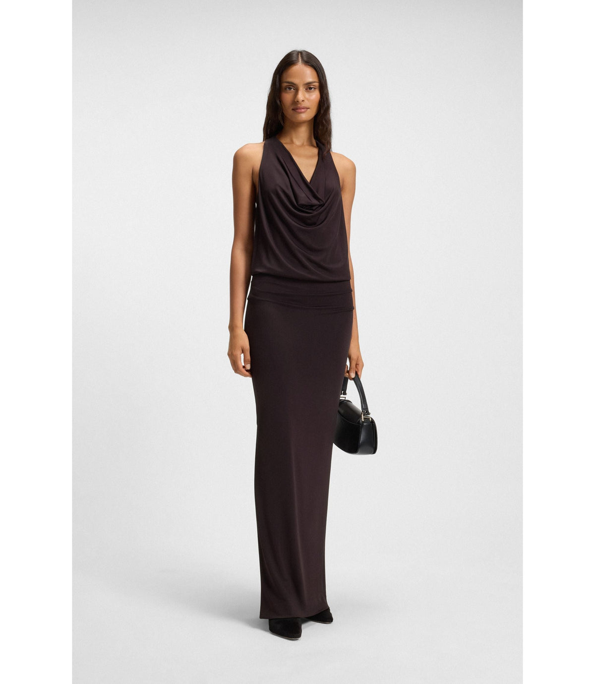 Boss Cowl Neck Dress With Rear Metal Detail Light Purple Women's
