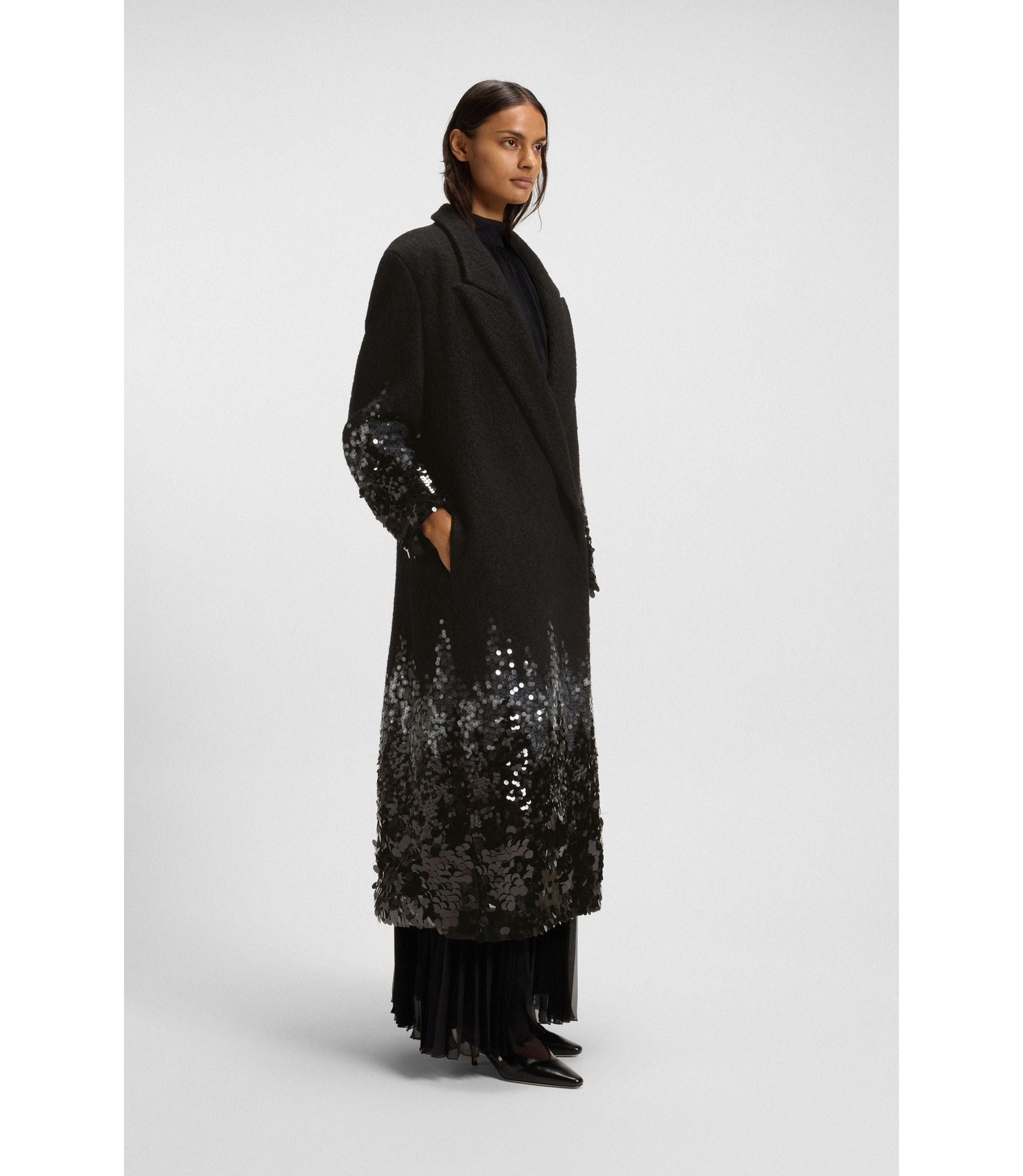 Boss Formal Coat With Sequin Embellishments Patterned Women's