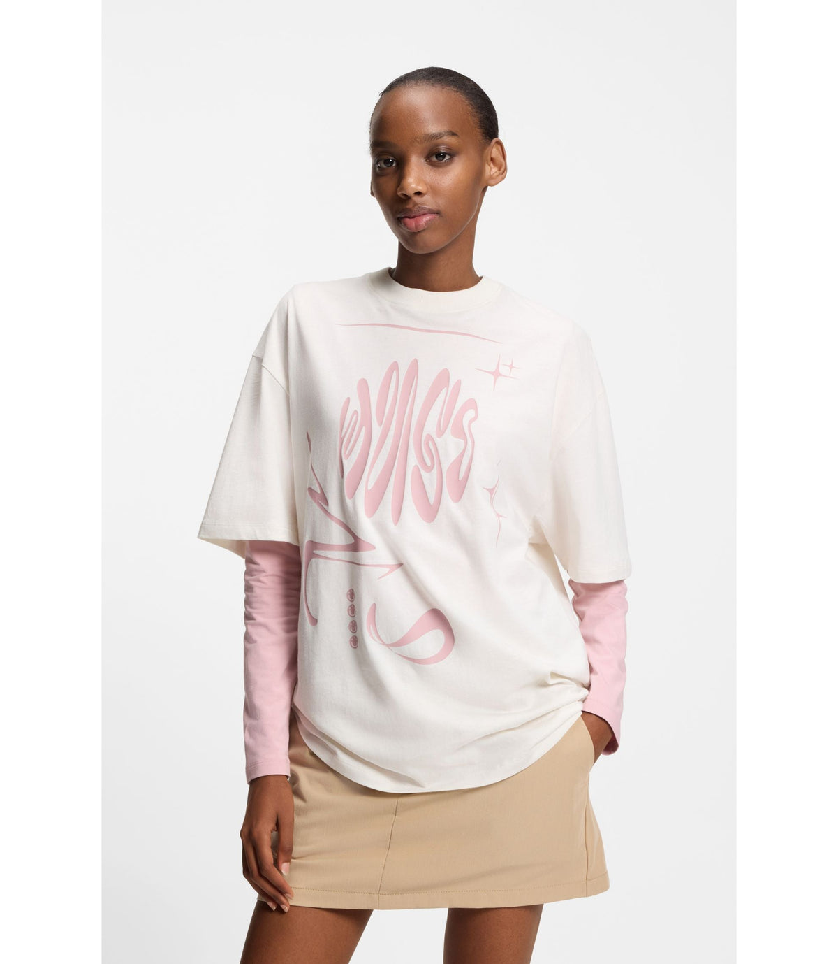 Hugo Logo Artwork T Shirt In Cotton Jersey White Women's