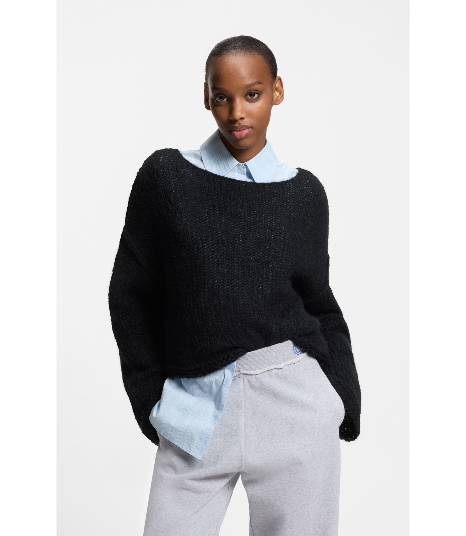 Hugo Happy Hugo Sweater In An Oversized Fit Black Women's