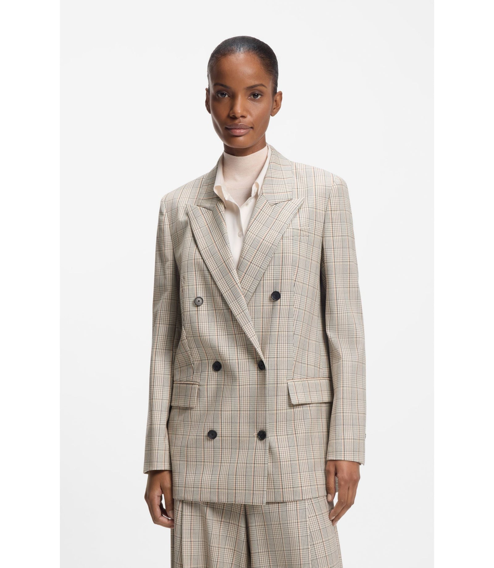 Boss Checked Regular Fit Blazer In Stretch Wool Patterned Women's