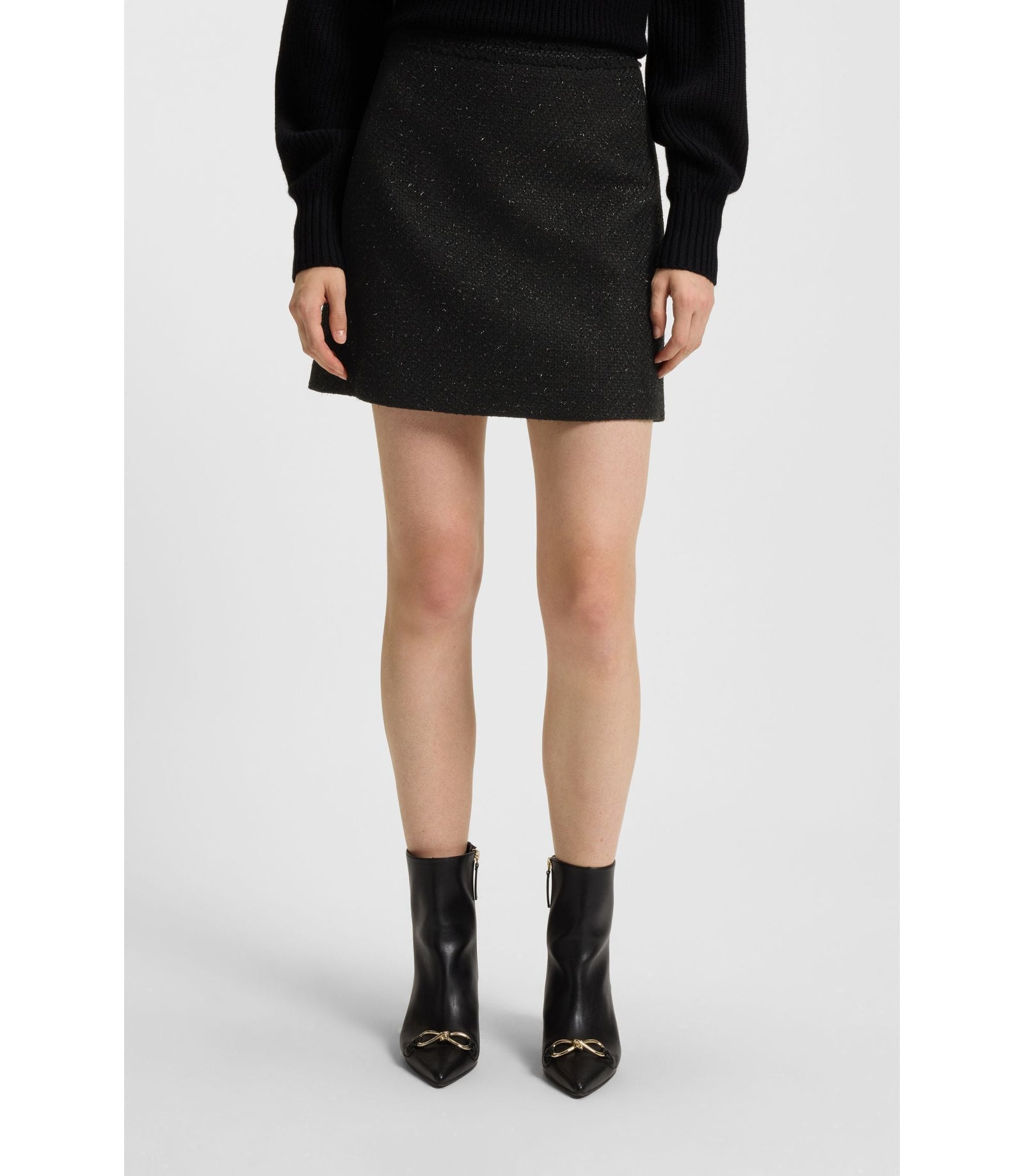 Hugo Boucl Mini Skirt With Chain Tape Black Women's