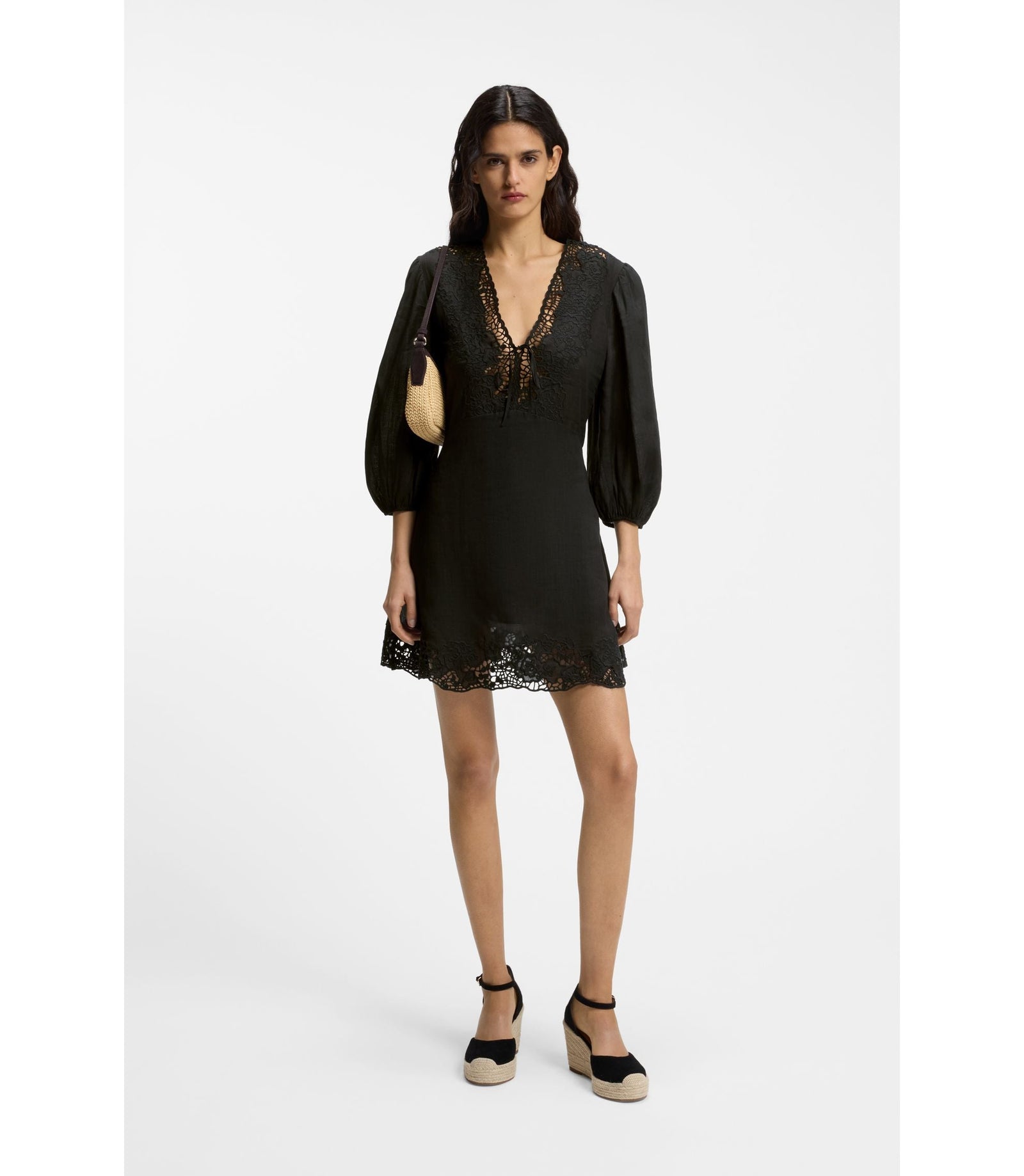 Boss A Line Dress With Embroidered Details Black Women's