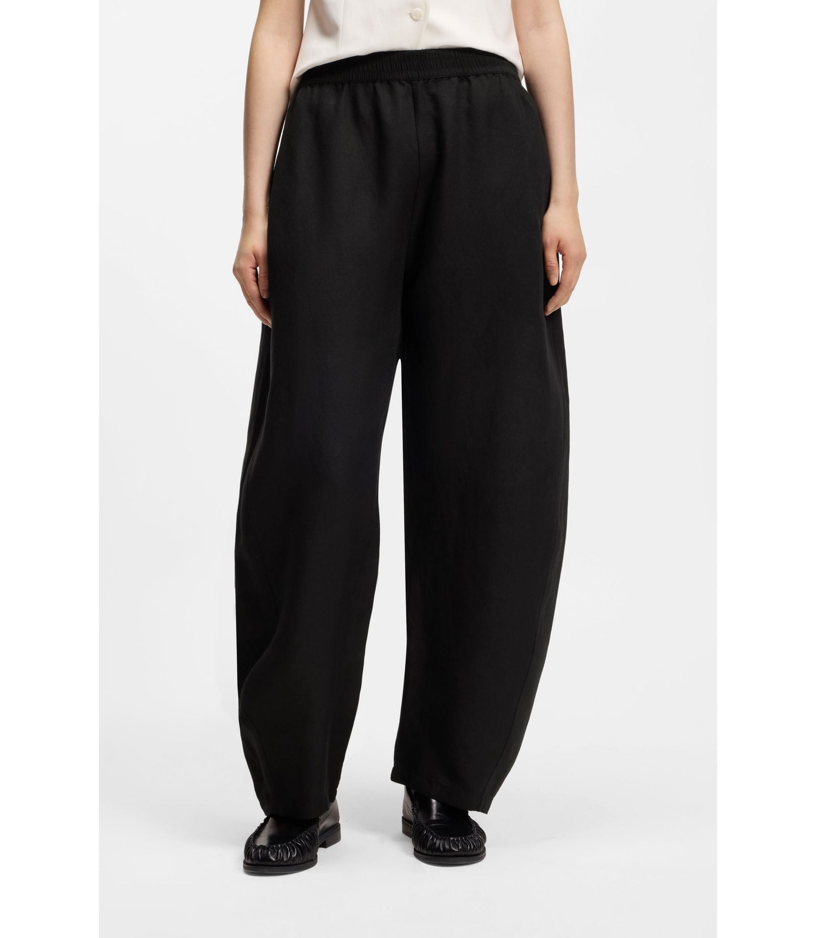 Boss Balloon Leg Trousers With Elasticated Waist Black Women's