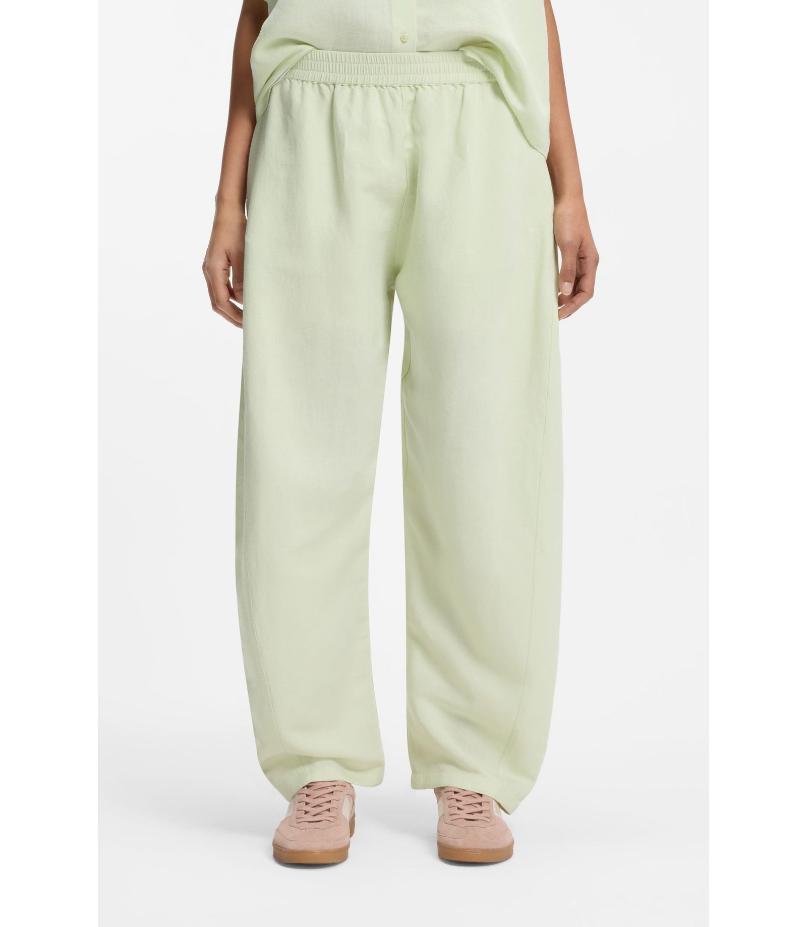 Boss Balloon Leg Trousers With Elasticated Waist Green Women's