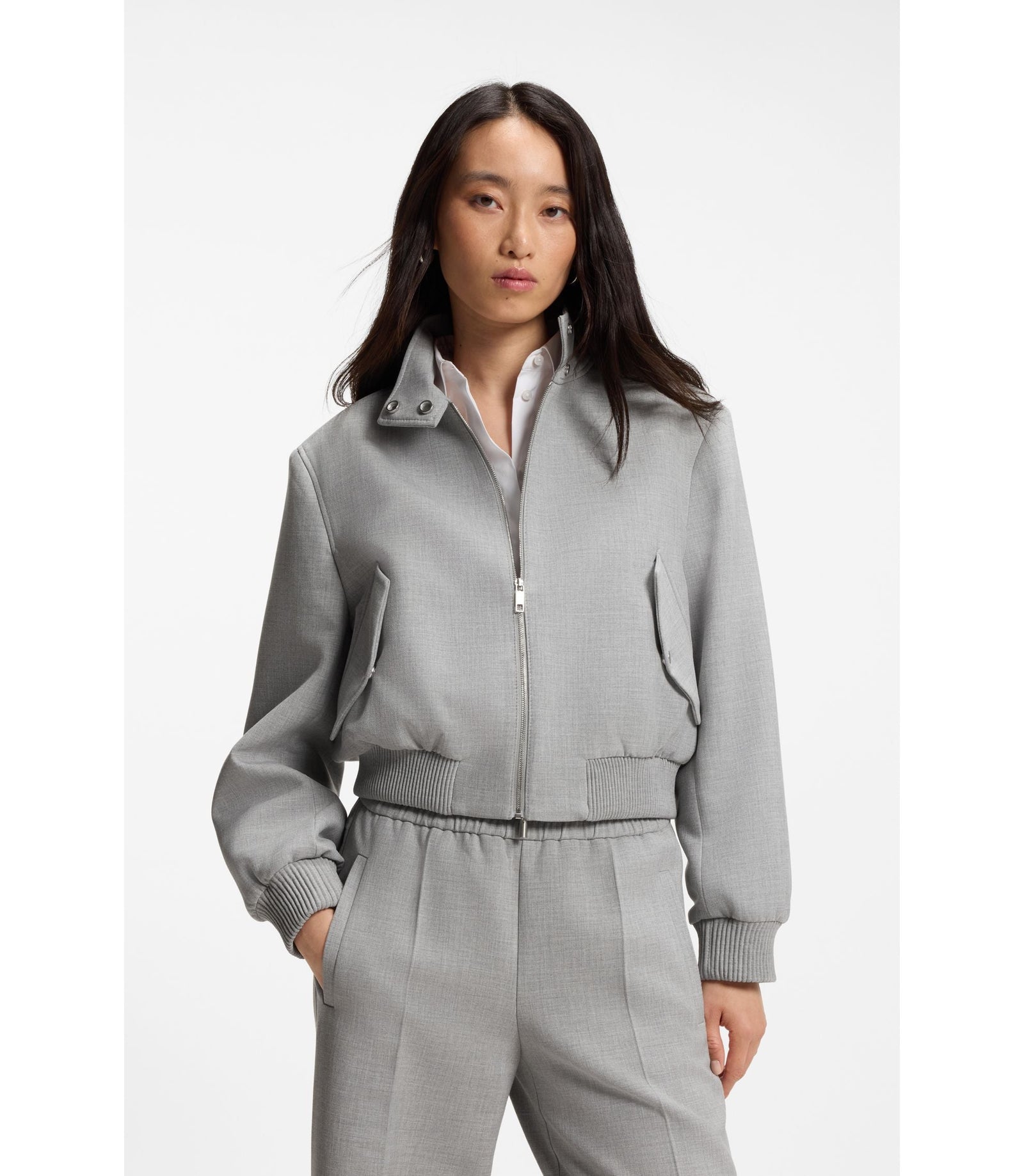 Boss Regular Fit Blazer In Stretch Twill Patterned Women's