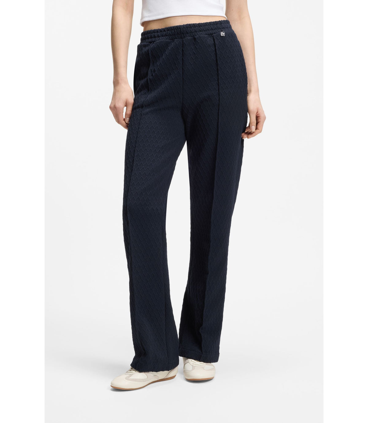 Hugo Straight Fit Track Pants In Diamond Jacquard Blue Women's