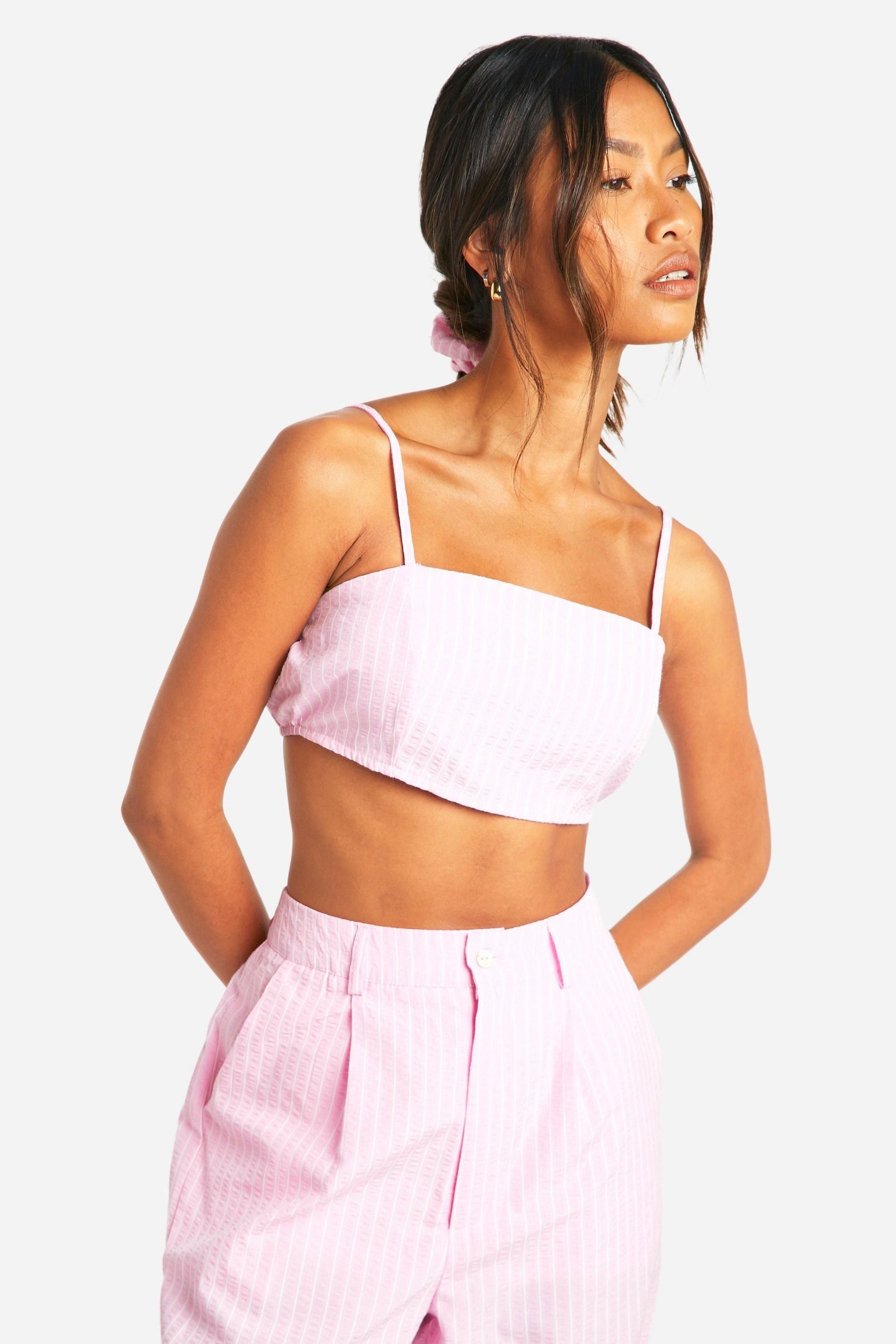Stripe Bralet And Matching Hair Scrunchie Set