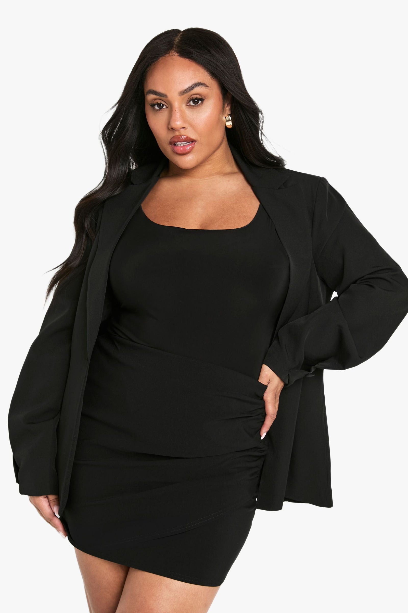 Plus Bengaline Ruched Wrap Skirt