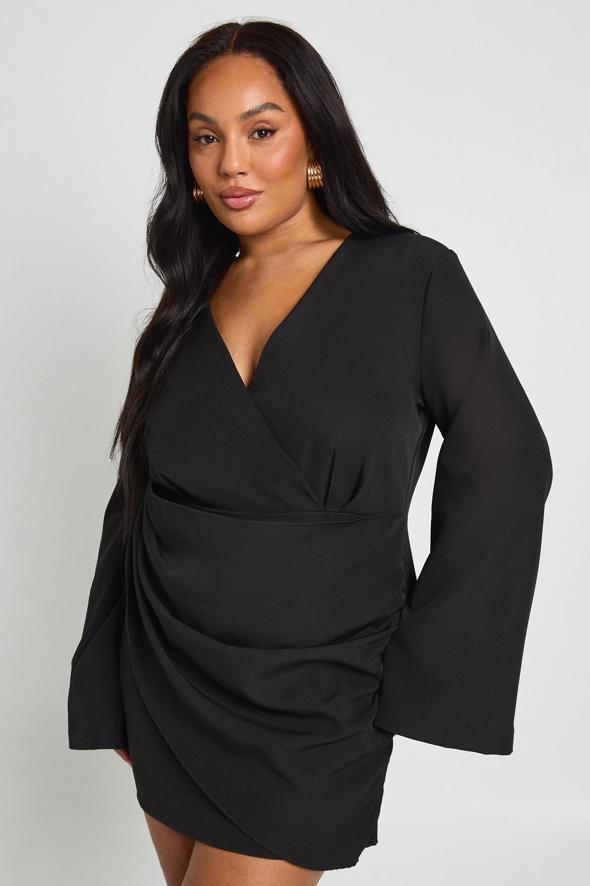 Plus Wrap Front Blazer Dress