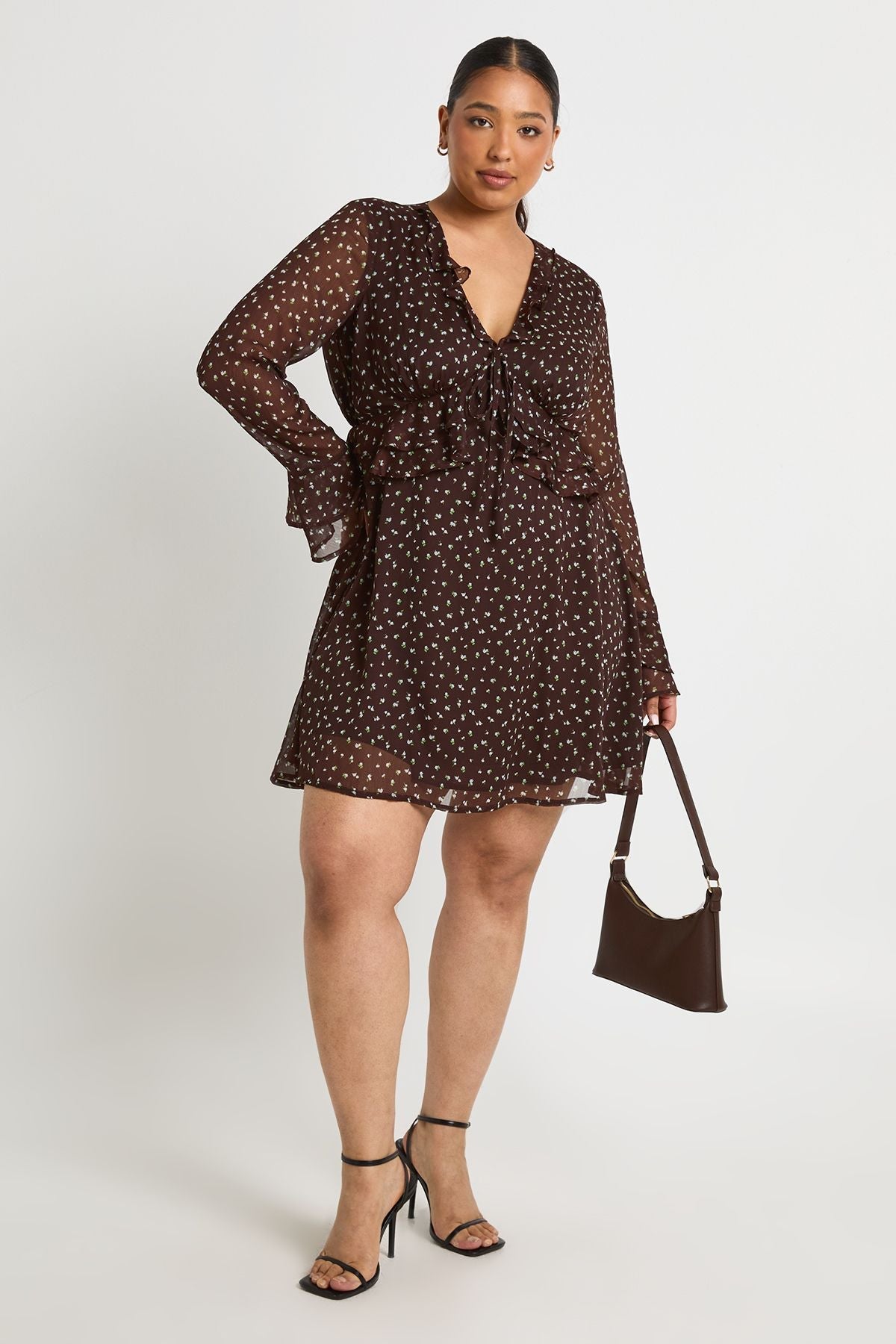 Plus Floral Chiffon Tiered Smock Dress
