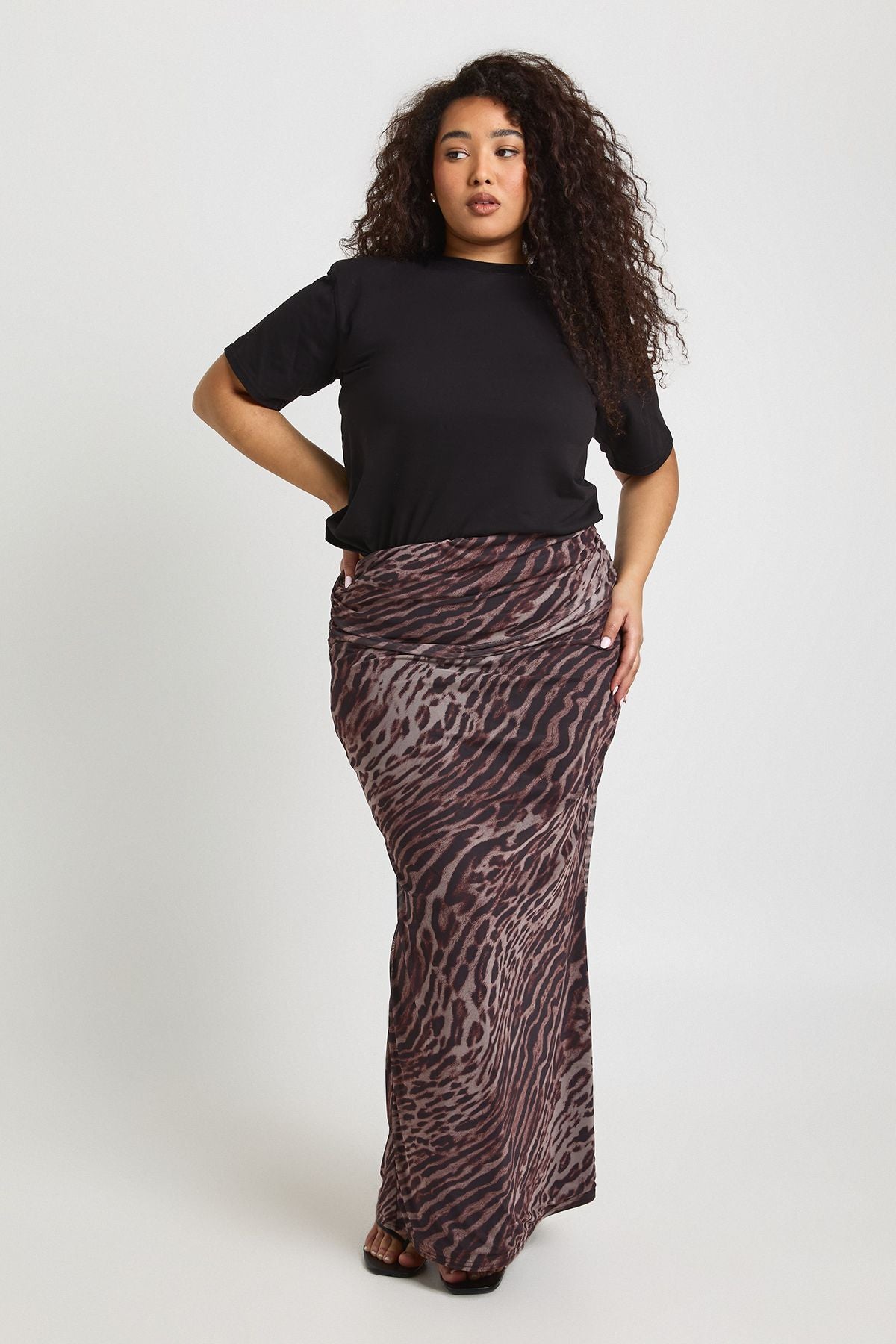 Plus Leopard Mesh Maxi Skirt