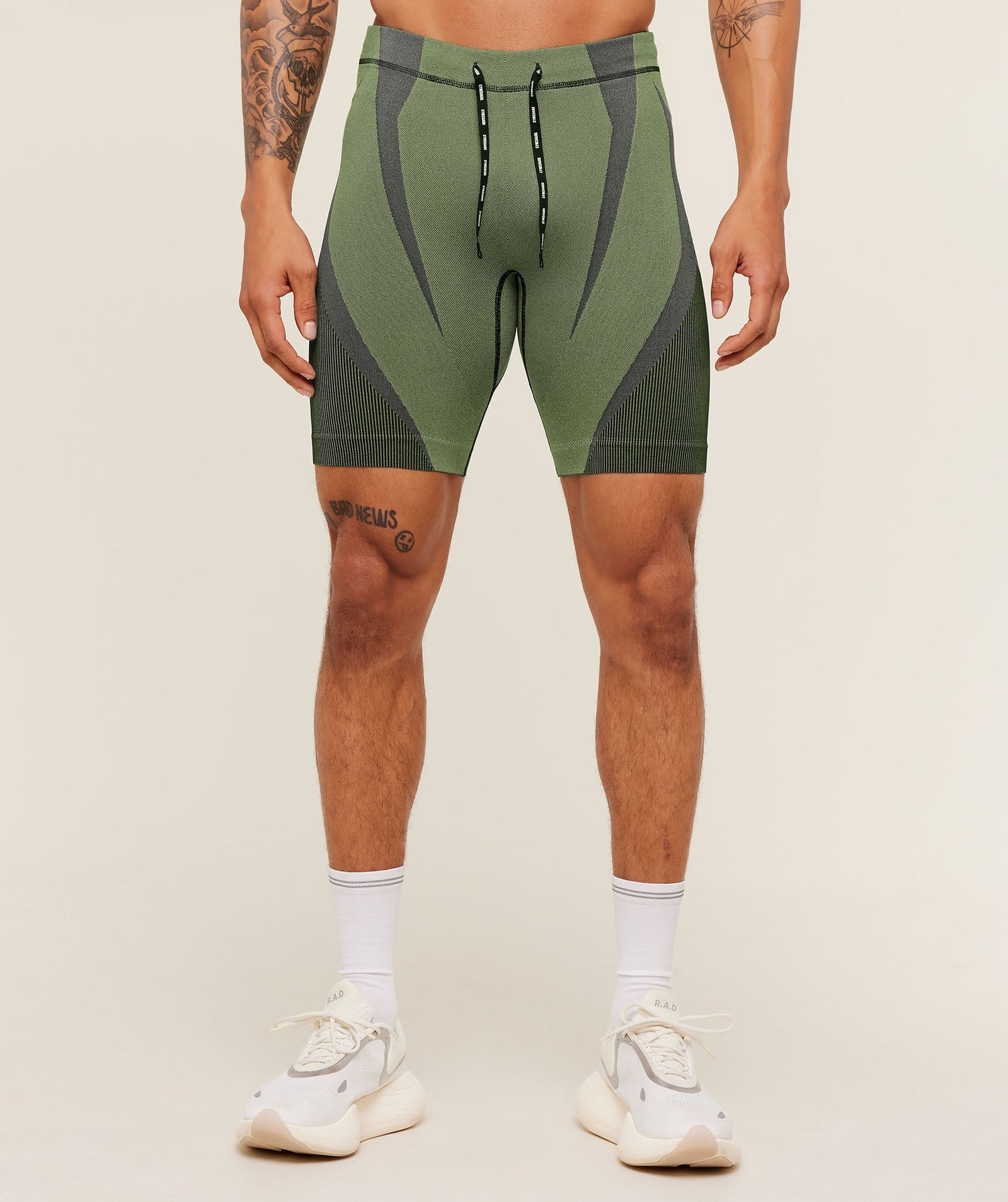 Gymshark Seamless Running Half Tight -  Stealth Blue /  Sorbet Yellow