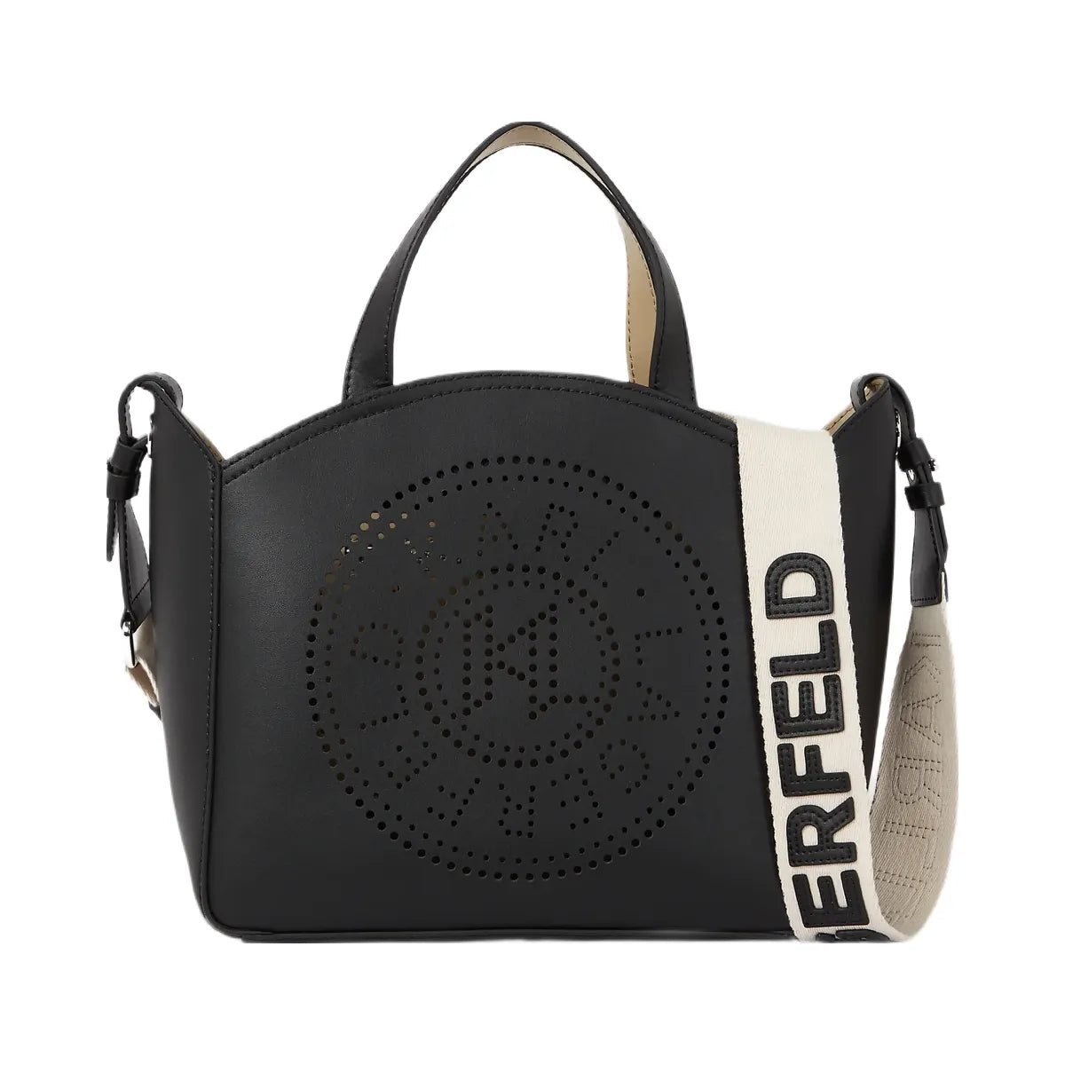 Karl Lagerfeld Circle Perforated Small Tote Bag Black