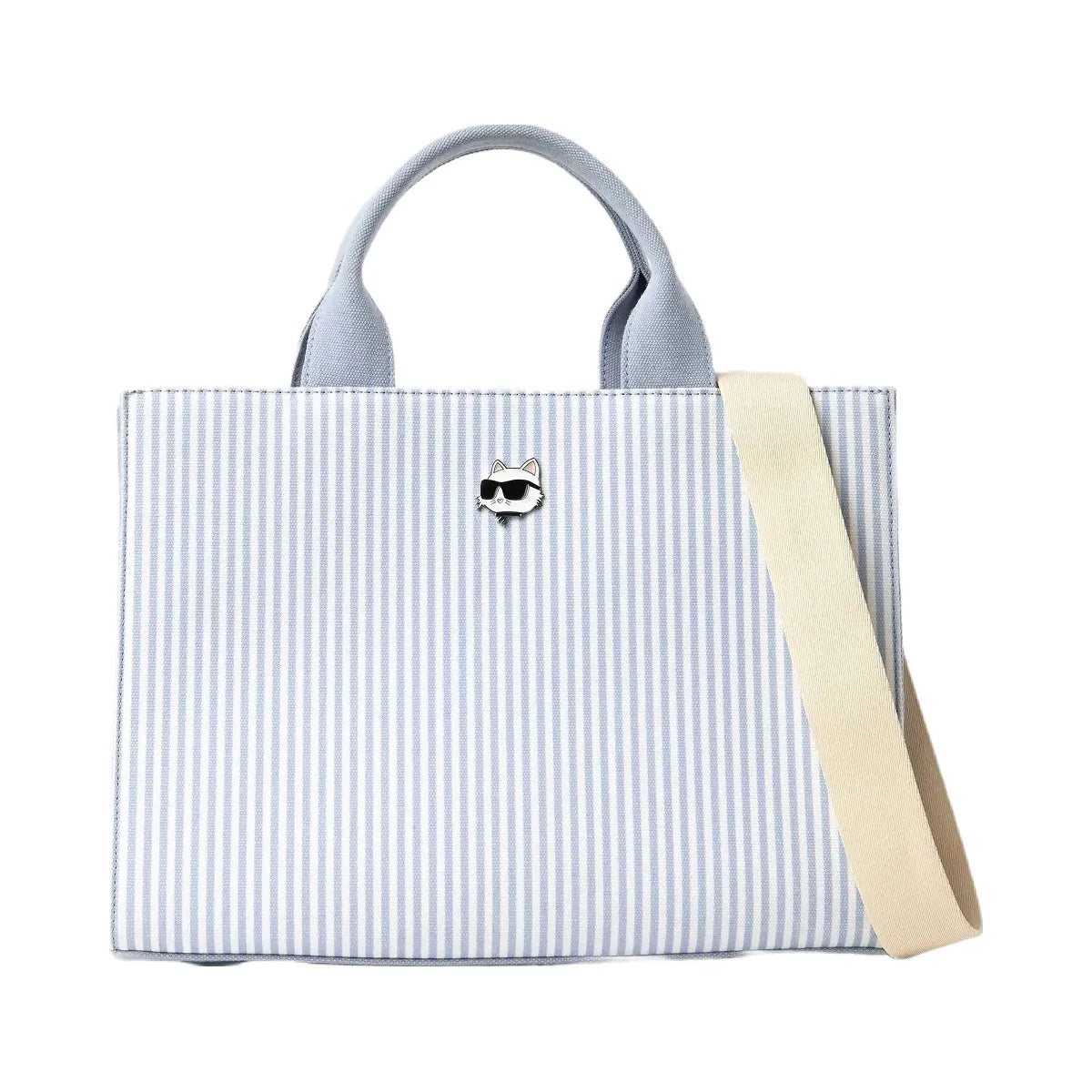 Karl Lagerfeld Ikon Choupette Striped Square Tote Bag Kentucky Blue Stripe