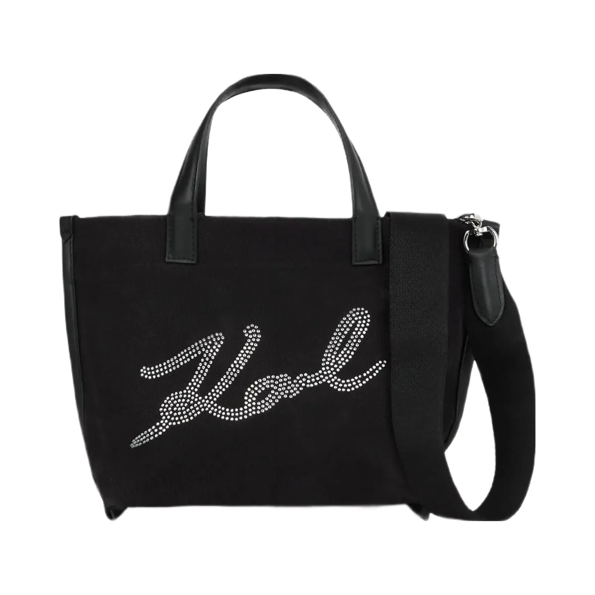Karl Lagerfeld Signature Mini Rhinestone Shopper Black Embellishment