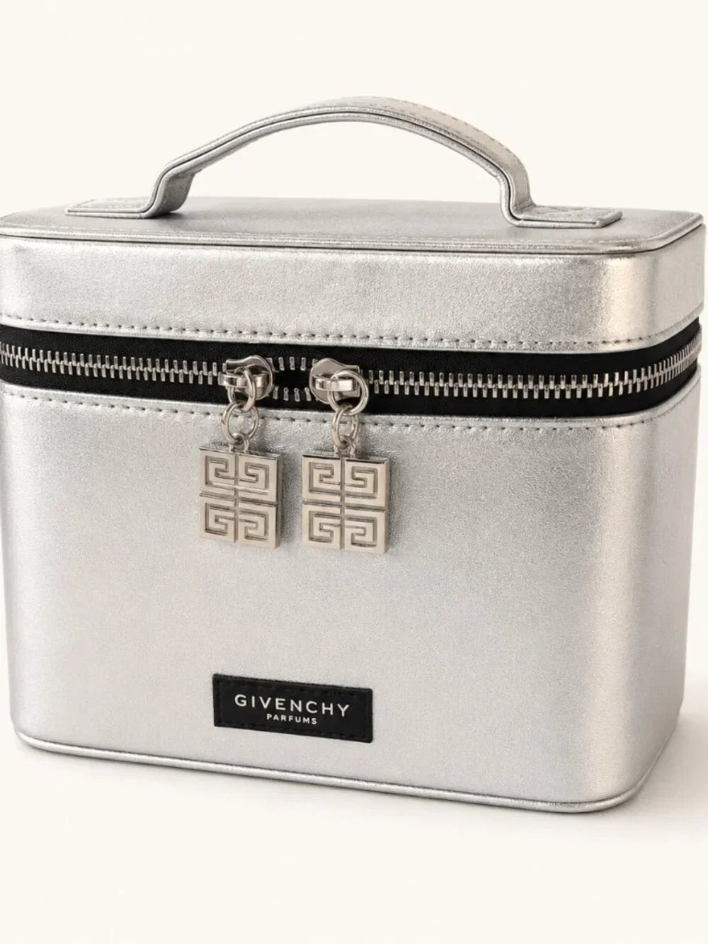 Givenchy Parfums Metallic Silver 4G Vanity Cosmetic Train Case