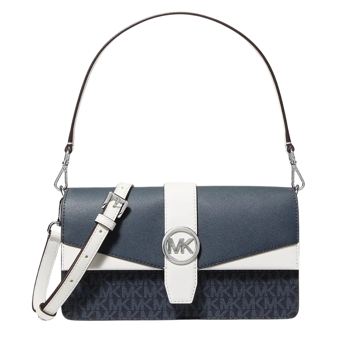 Michael Kors Greenwich Medium Signature Logo Convertible Shoulder Bag Admirl Multi