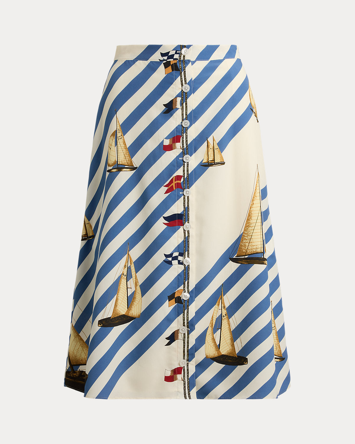 Ralph Lauren Print ButtonFront Crepe Skirt